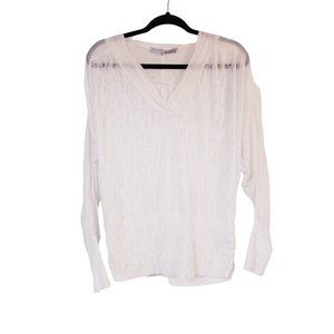 Millia Blouse size Large white silk cotton‎ blend eyelet lace Vintage